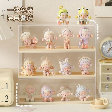 🌸好貨優選🌸 奶油風盲盒收納 亞克力手辦展示櫃 收納櫃 展示架 防灰防塵易清潔展示櫃 玩偶擺件 桌面收納 桌面置物架