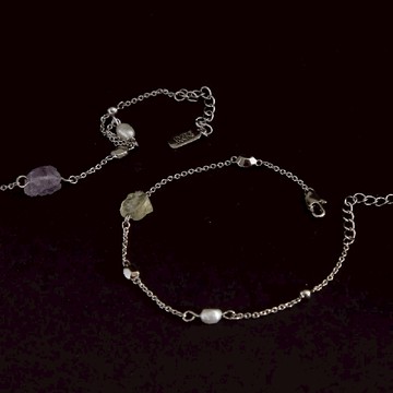 【BONNY&READ飾品】珍珠 紫水晶 黃水晶 [B&R設計款/鋼飾] 靈魂契合手鍊 / 2色