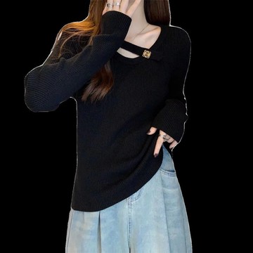 衣時尚 上衣 針織衫 毛衣 長袖T卹 打底衫 新款內搭顯瘦慵懶鏤空小衫-6462.