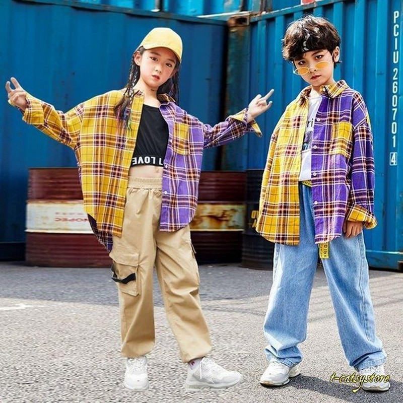 社交ダンス 通常 1本タイプ キッズダンス衣装 ヒップホップ HIPHOP 長袖 チェック柄 虹色 トップス デニムパンツ ズボン 子供 女の子 男の子  チア ステージ衣装 練習着 体操服 m0C1VbcCL1 - shahjahanmosque.org.uk