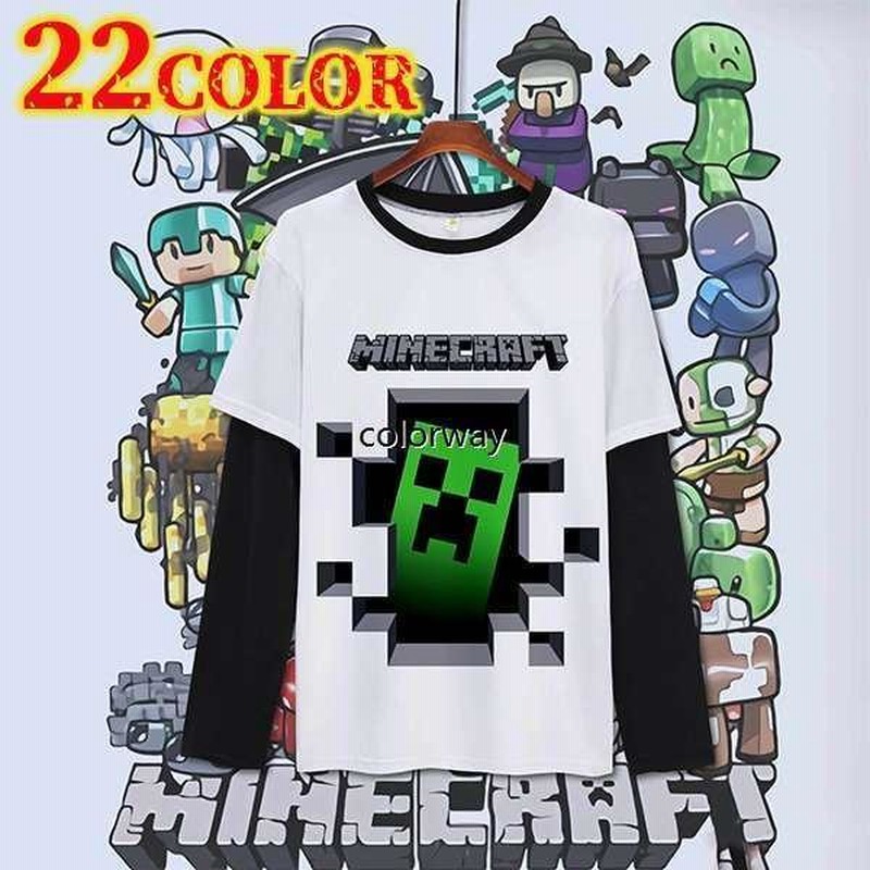 Tシャツ マインクラフト トップス 22色 キャラクター たくさん 長袖 マインクラフト フートつき コスプレ衣装 大人用子供用 ハロウィン 通販 Lineポイント最大get Lineショッピング