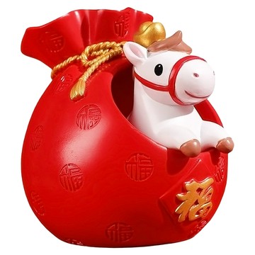 Mass 生活好物 袋袋有錢馬年生肖擺件 居家裝飾擺件 可愛馬設計 福  混和顏色  6.3 x 6.6 x 7cm