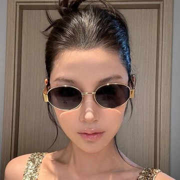 太陽眼鏡防曬造型款墨鏡女金屬古老橢圓形凹感小框錢風港風復高級