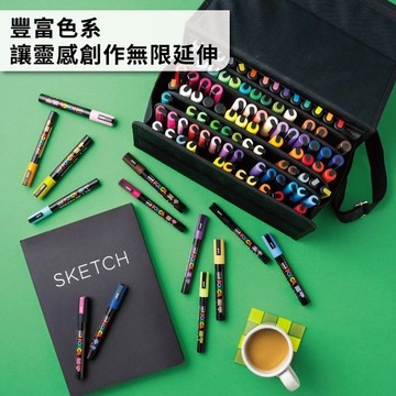 【UNI 三菱】 水性筆組 1.8-2.5mm 單色 6支入/1盒 PC-5M
