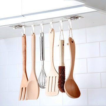 [無痕免釘鑽] 六連掛勾 掛鉤 廚房掛勾 掛勾 廚房收納 無痕掛勾 免釘掛勾 浴室掛勾 萬用排勾 掛勾架