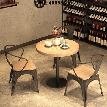 免運 速發 附發票 洽談桌椅 辦公桌椅 接待桌椅 桌椅組合 商用桌椅 美容室桌椅 等待室桌椅 鐵藝實木咖啡廳館簡約小圓桌椅組合酒吧奶茶店休閑圓形小桌子1018