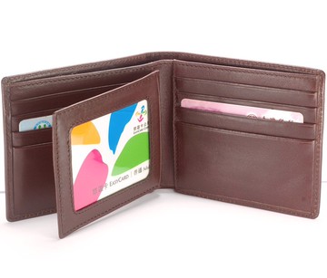 時尚男短夾真皮皮夾 11卡相片 褐色 付費客製刻字服務