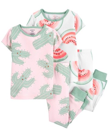 Baby 4-Piece Cactus and Watermelon 100% Snug Fit Cotton PJs