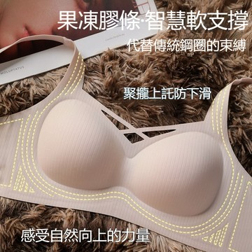【無痕內衣】無鋼圈聚攏內衣  少女內衣 小胸內衣 小胸專用A變C 冰絲涼感無痕 收副乳 上托顯胸 交叉細帶