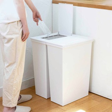 日本製 e-LABO深型按壓彈蓋式垃圾桶-45L