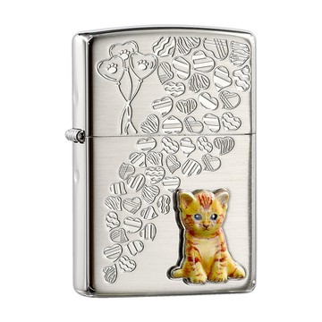 Zippo 【官方授權店】 Kitten hearts(B) 愛心橘貓防風打火機
