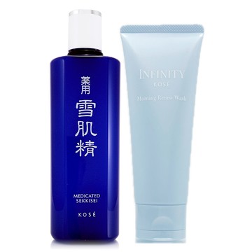 KOSE高絲 雪肌精化妝水100ml+無限肌緻晨淨拋光潔顏精華100g(贈品) 正統公司貨