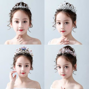 小孩皇冠頭飾兒童公主韓國女童發箍可愛女孩水鉆生日王冠演出發飾