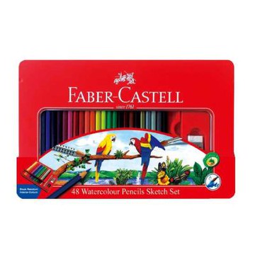 【Faber-Castell】輝柏  水彩色鉛筆 附水彩筆 鐵盒 48色 /盒 115939