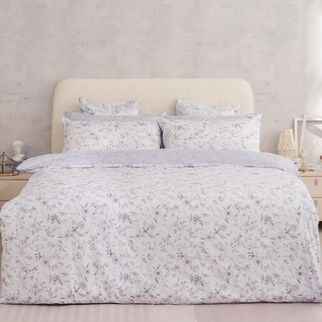 戀家小舖 40支精梳棉 床包被套4件組  芙朵拉  雙人  床包 x 1 + 枕套 x 2 + 薄被套 x 1