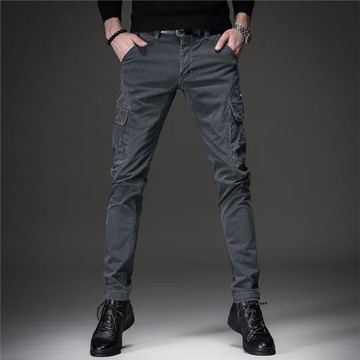 貴色秋季戶外休閑工裝褲男潮牌修身小腳耐磨韓版潮流多口袋美式男