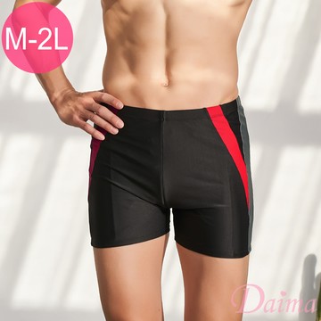 男泳褲 (M-2L)加大尺碼速乾三分泳褲/游泳/SPA/泡溫泉_紅灰(附泳帽)