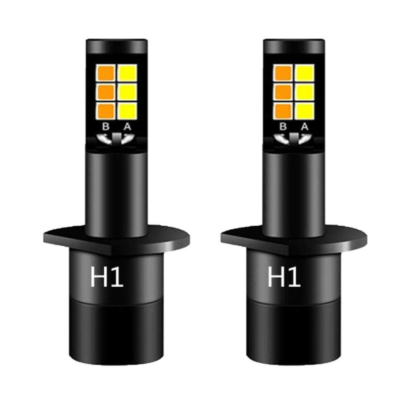 H1 led ヘッドライト フォグライト 3030 SMD ファンレス アンバー ホワイト 2色 切り替え LEDバルブ 軽自動車 バイク 12V車対応  簡単取付 デイライト | LINEショッピング