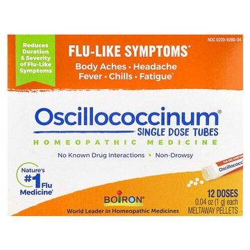 Boiron, Oscillococcinum®，流感樣症狀，12 粒速溶顆粒，每粒 0.04 盎司（1 克）