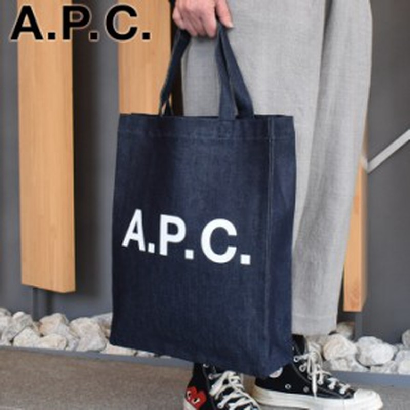 APC アーペーセー トートバッグ デニム ダニエラ ロゴ 紺 黒 ブラック