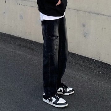 【老林】褲子男士工裝牛仔褲男款秋冬季寬鬆直筒潮牌美式街頭高街vibe長褲 寅O①