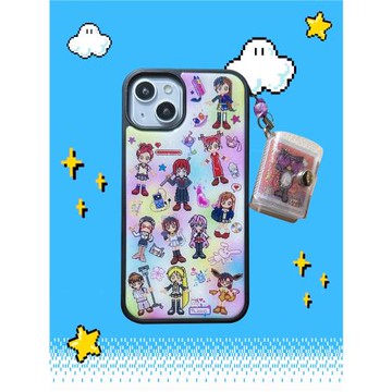 廢物點心空間站閃閃惹人愛Y2K可愛千禧像素角色適用華為P70蘋果iPhone17 pro全包邊滴膠閃粉保護殼