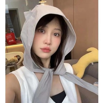 🔥臺灣出貨🔥新款小惡魔綁帶貓耳朵遮陽帽速幹漁夫帽時尚顯臉小出遊頭巾女