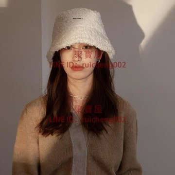 漁夫帽羊羔毛子女秋冬季 韓版潮百搭加厚保暖護耳毛絨盆帽【聚寶屋】