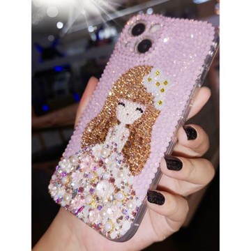 適用于iPhone16pro max蘋果14plus手機殼 水鉆15卡通女孩13保護套12全包防摔