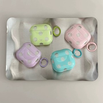 lulu|ins小衆韓系透色大波點蘋果耳機殼 適用Airpodspro2/3耳機殼Airpods3代/4代純色保護套