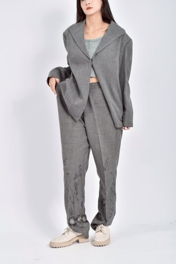 (2XL) keylock長袖灰色套裝