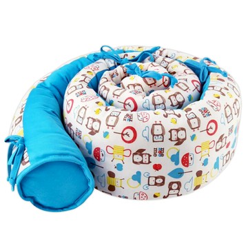 mezoome 有機棉蛇圍 嬰兒床圍 使用水性染料印製 愛護地球同時呵護寶貝 亦可作為靠枕  土耳其藍  1件