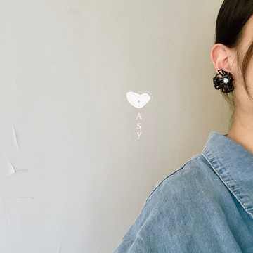 午夜花影・黑色珠珠刺繡耳環