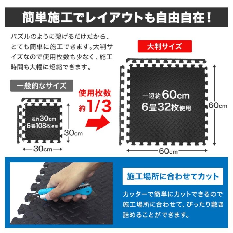 トレーニングマット 大判 60cm 64枚 約12畳 厚手 12mm 1.2cm