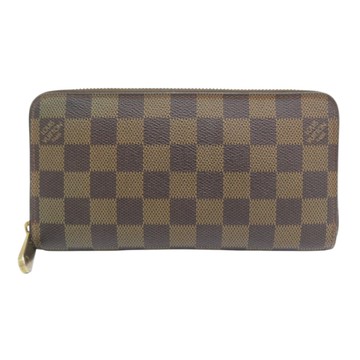 【二手名牌BRAND OFF】LOUIS VUITTON 路易威登 棕色 棋盤格 帆布 拉鍊長夾 N60046