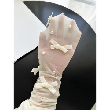 純欲白絲襪女甜美蝴蝶結珍珠白色連褲襪春秋性感洛麗塔lolita襪子