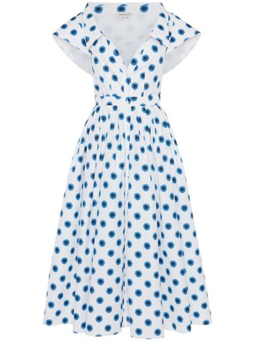 Alexander McQueen - dot-print midi dress - women - Cotton - 38 - White