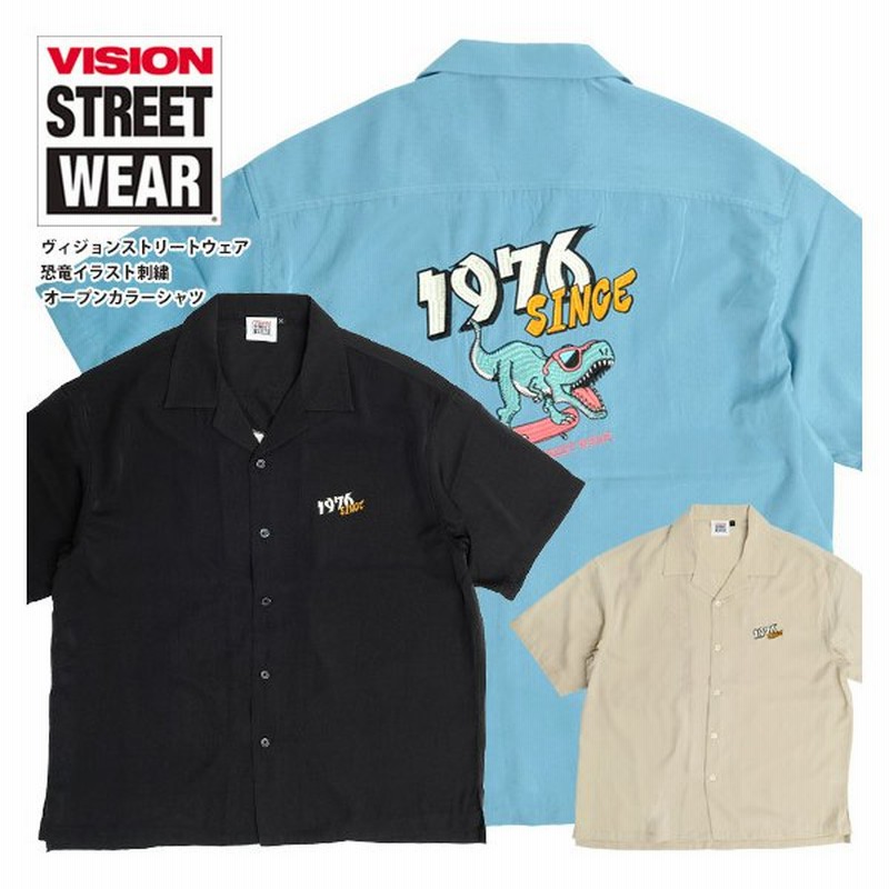 Vision シャツ ヴィジョンストリートウェア 恐竜 イラスト 刺繍 オープンカラーシャツ メンズ 開襟シャツ ヴィジョン 半袖シャツ Vision 243 通販 Lineポイント最大get Lineショッピング