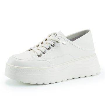 TAS 可踩腳免綁帶真皮厚底休閒鞋 米白 #44706