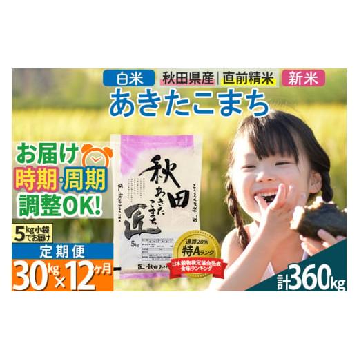 ふるさと納税 秋田県 仙北市 ＜新米＞ 《定期便12ヶ月》秋田県産 あきたこまち 30kg (5kg×6袋)×12回 令和5年産 時期選べる30キロ お米