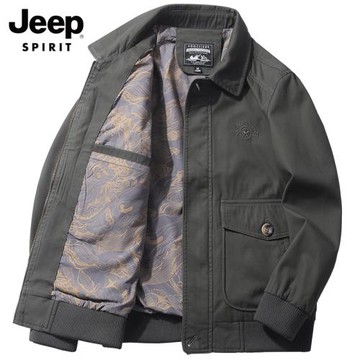 吉普男士夾克春秋季寬松休閑大碼2025新款秋冬季中年爸爸外套男裝