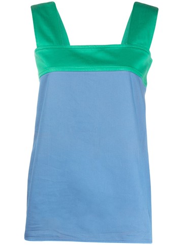 Saint Laurent Pre-Owned - 1970s colour-block sleeveless top - women - Cotton - 42 - Blue