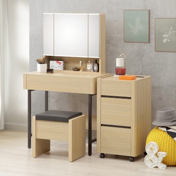 Homelike 喜家居4尺化妝桌櫃組(含椅)(2501)-120x42x136公分