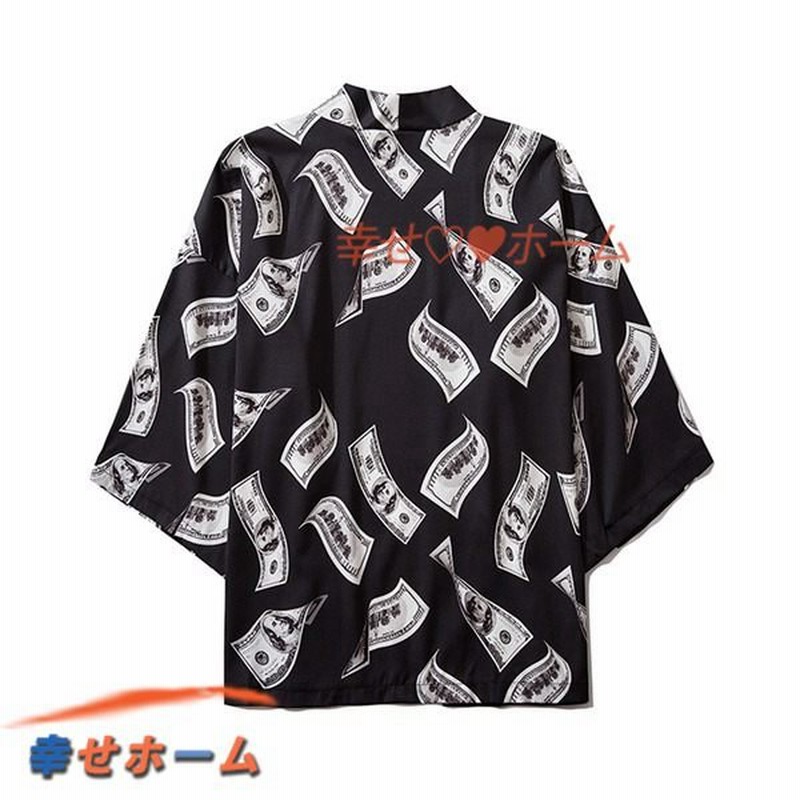 メンズ 七分袖 和風シャツ 薄手 和式ジャケット カーディガン 日焼け止め服 羽織り かっこいい ドル柄 着心地が良い 浴衣 通販 Lineポイント最大get Lineショッピング