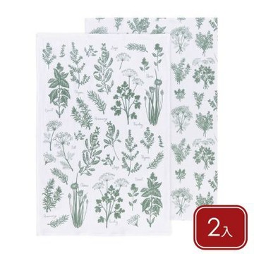 《NOW》美國 純棉擦拭布2入(新鮮香草76x51cm) | 清潔布 超細纖維布 擦車布 吸水布