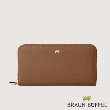 【BRAUN BUFFEL 德國小金牛】台灣總代理 蘇菲娜-A 12卡拉鍊長夾-麥色/BF885-601-BRA