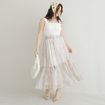 暈染蝴蝶結鬆緊傘襬長裙 中大尺碼裙子