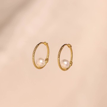 s925銀日韓風麻花設計珍珠耳環耳扣 防敏感 易扣耳環 禮物推薦