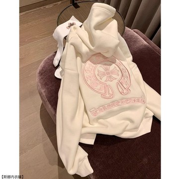 美式復古刺繡連帽衛衣女寬鬆秋冬加絨加厚設計感oversize外套潮