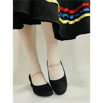 黑鞋跟鞋斜紋布代表性鞋土風舞鞋性格舞鞋35跟北舞英皇芭蕾考級專